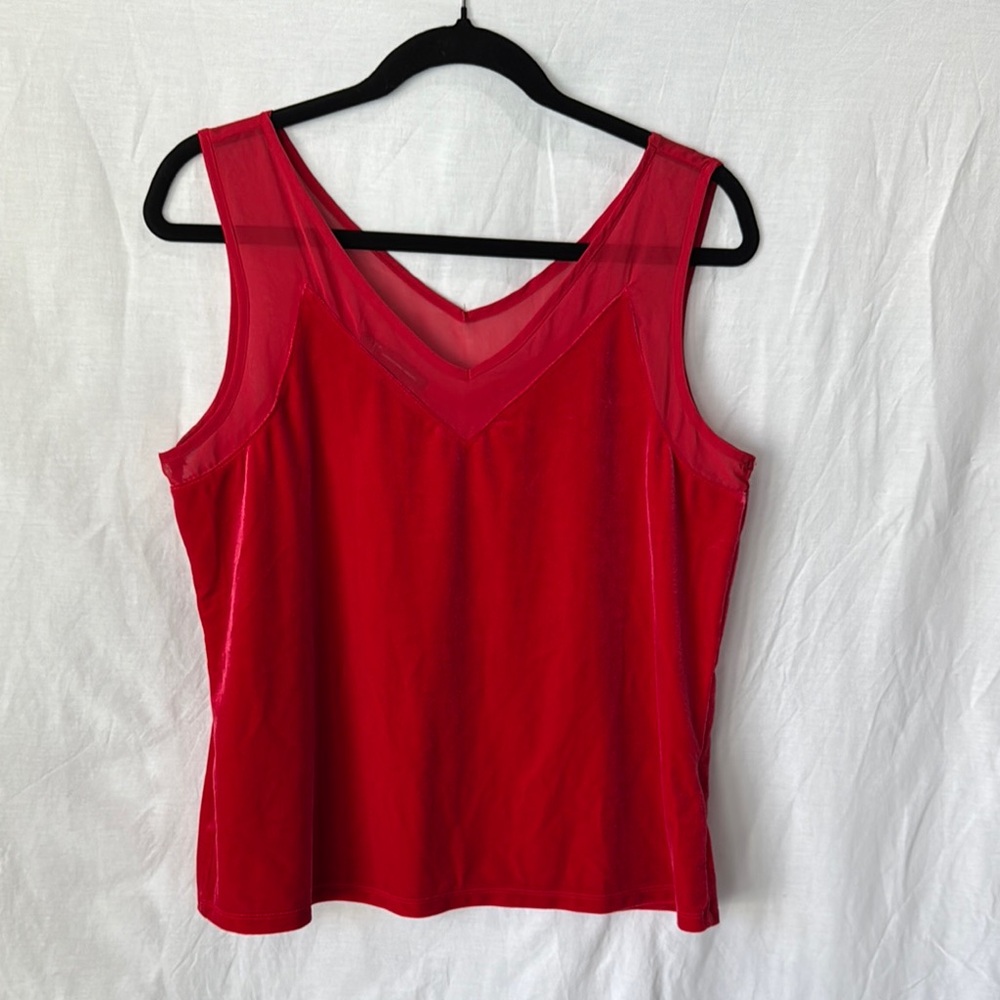 INC International Concepts Red V-Neck Tank Top